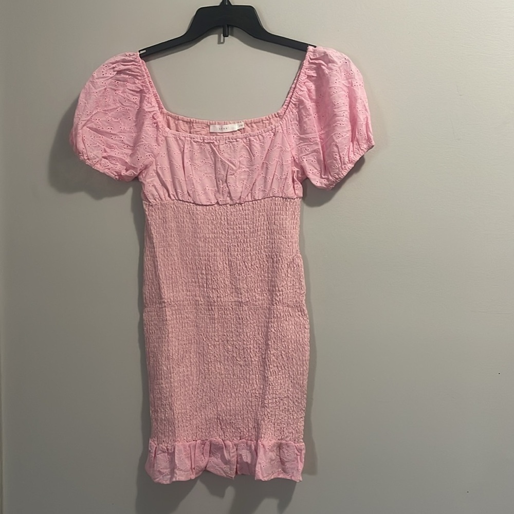 Lush Pink Cinched Puff Sleeve Mini Dress - Picture 6 of 9
